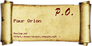 Paur Orion névjegykártya